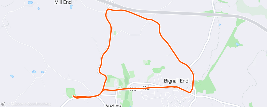 Map of the activity, Audley Striders Club Run