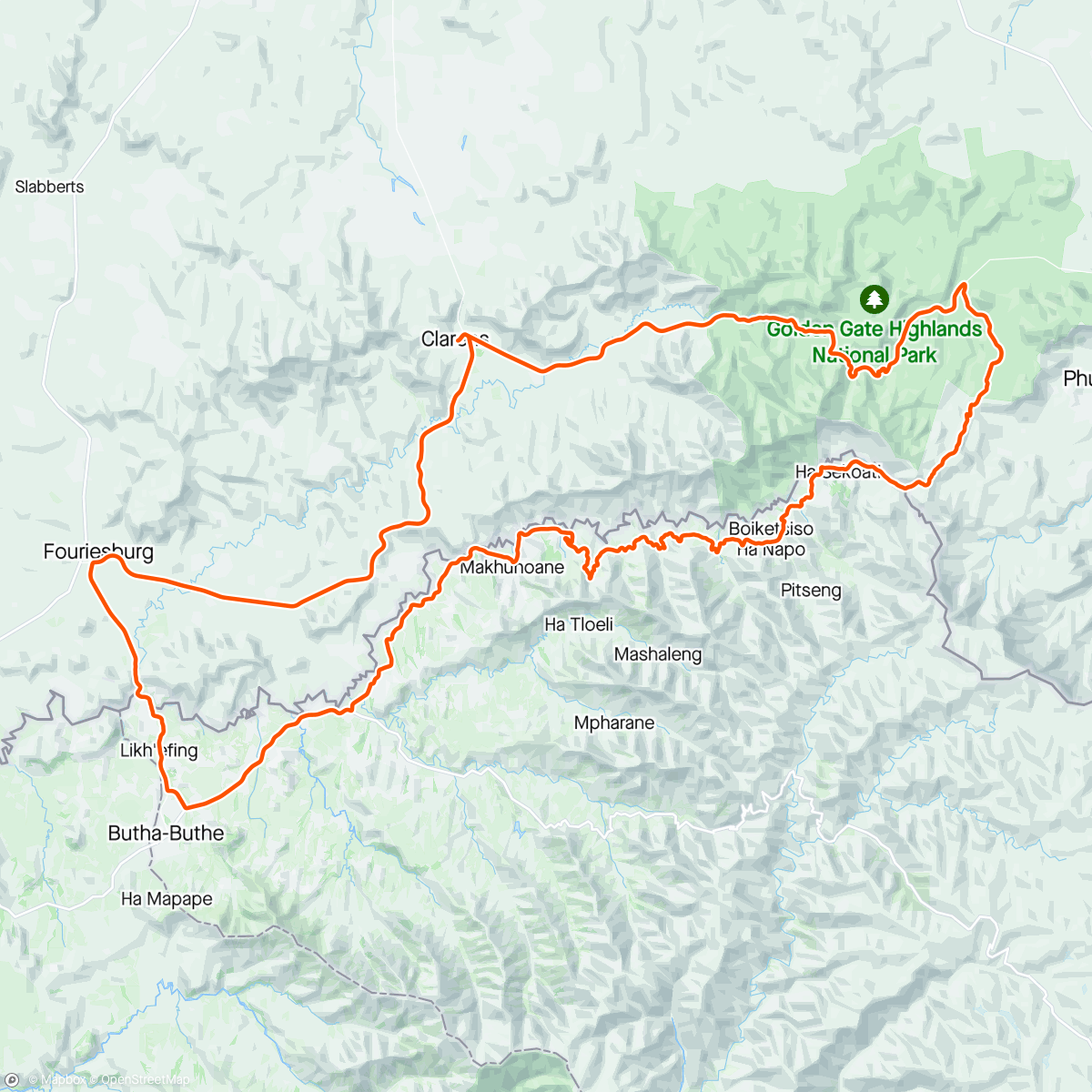 Map of the activity, Clarens Lesotho