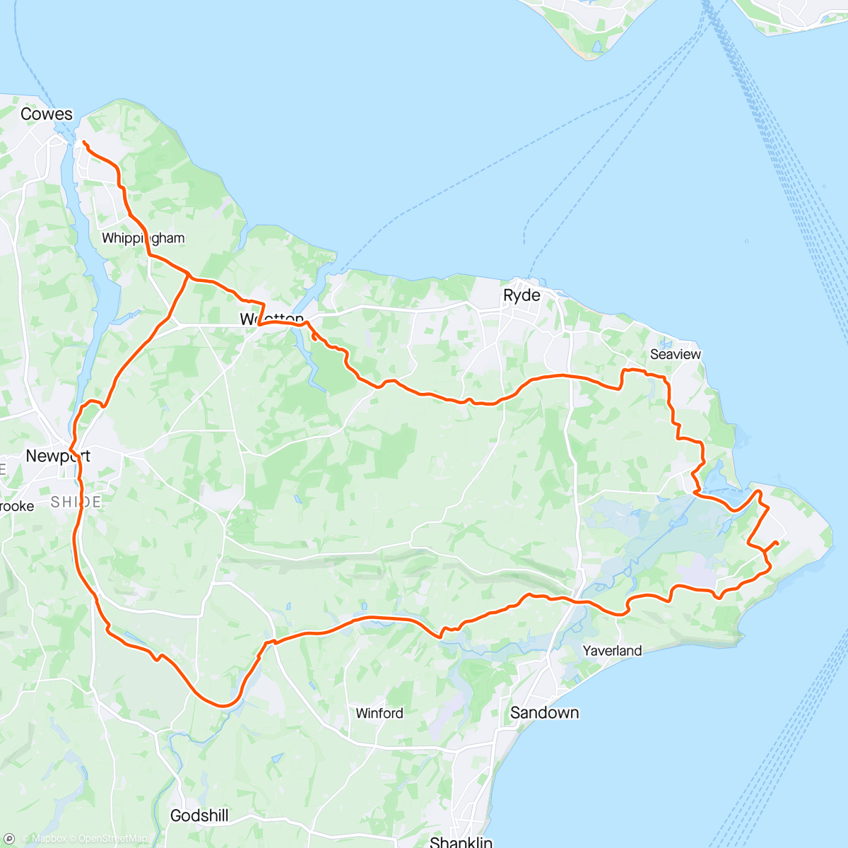 アクティビティ「Short route IoW Randonnee with a passenger」の地図