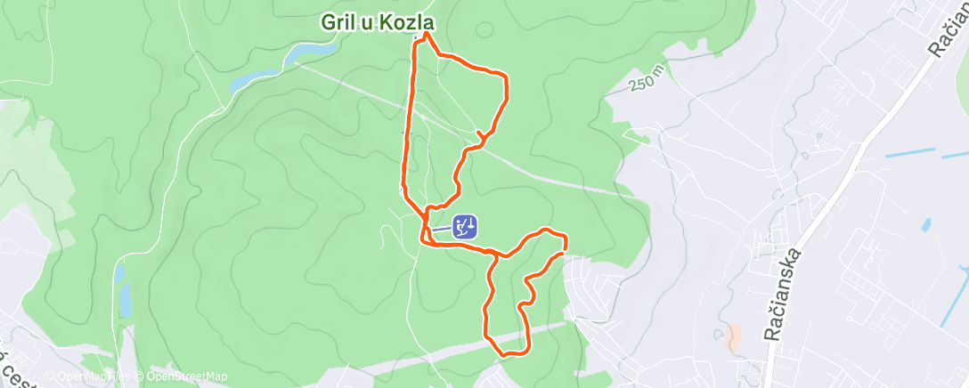 Map of the activity, Afternoon Run