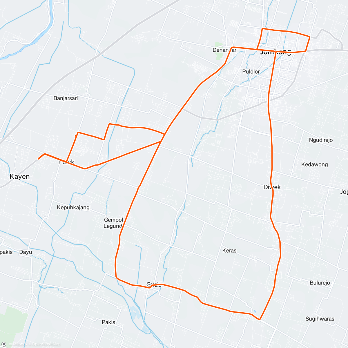 Mapa de la actividad, Bersepeda Siang