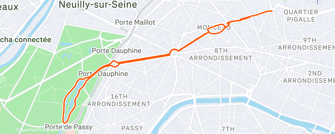 Map of the activity, Course à pied dans l'après-midi