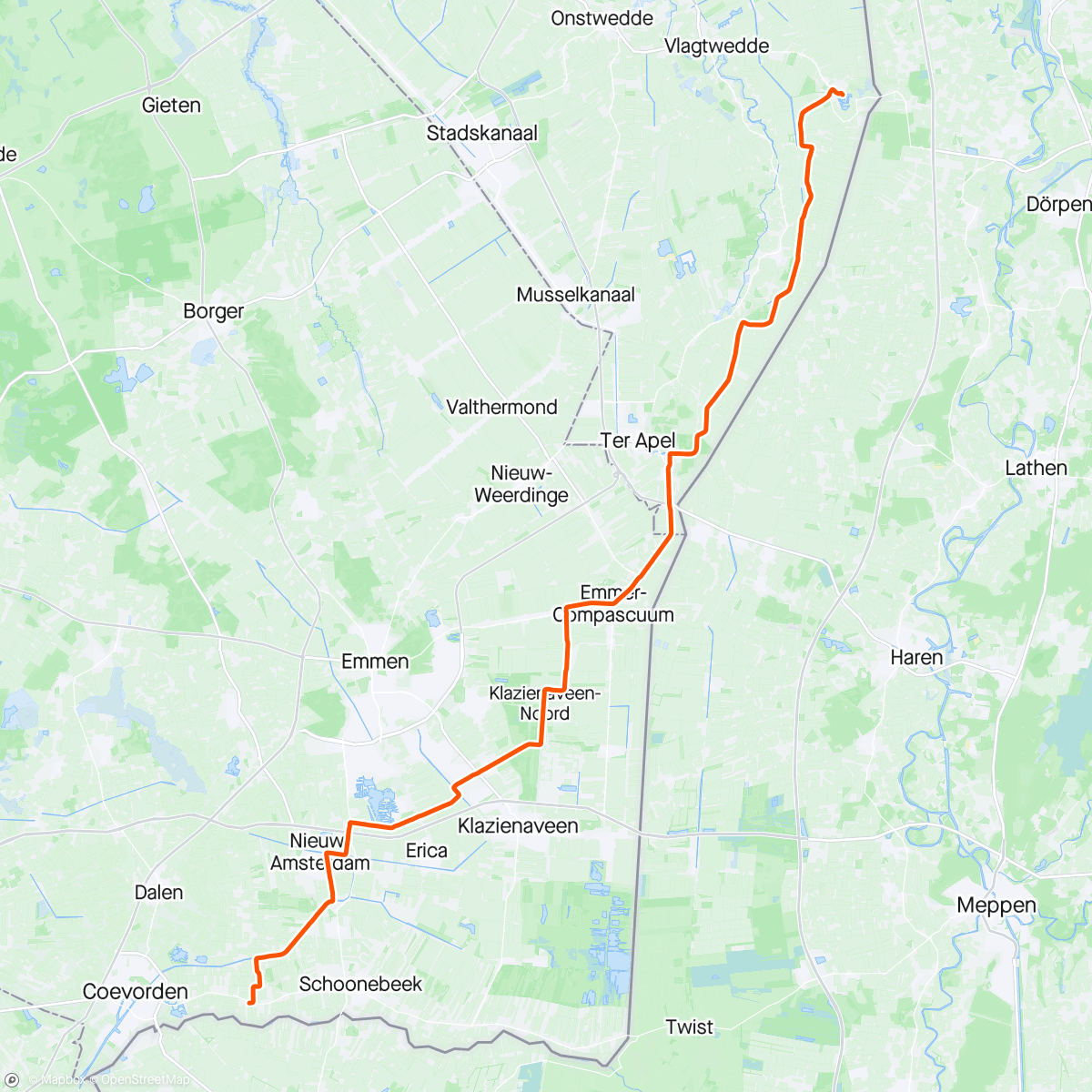 Map of the activity, Boertange naar Coevorden