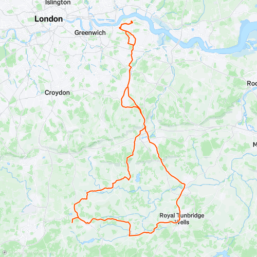 London - Royal Tunbridge Wells - London | 147.5 km Road Cycling Route ...