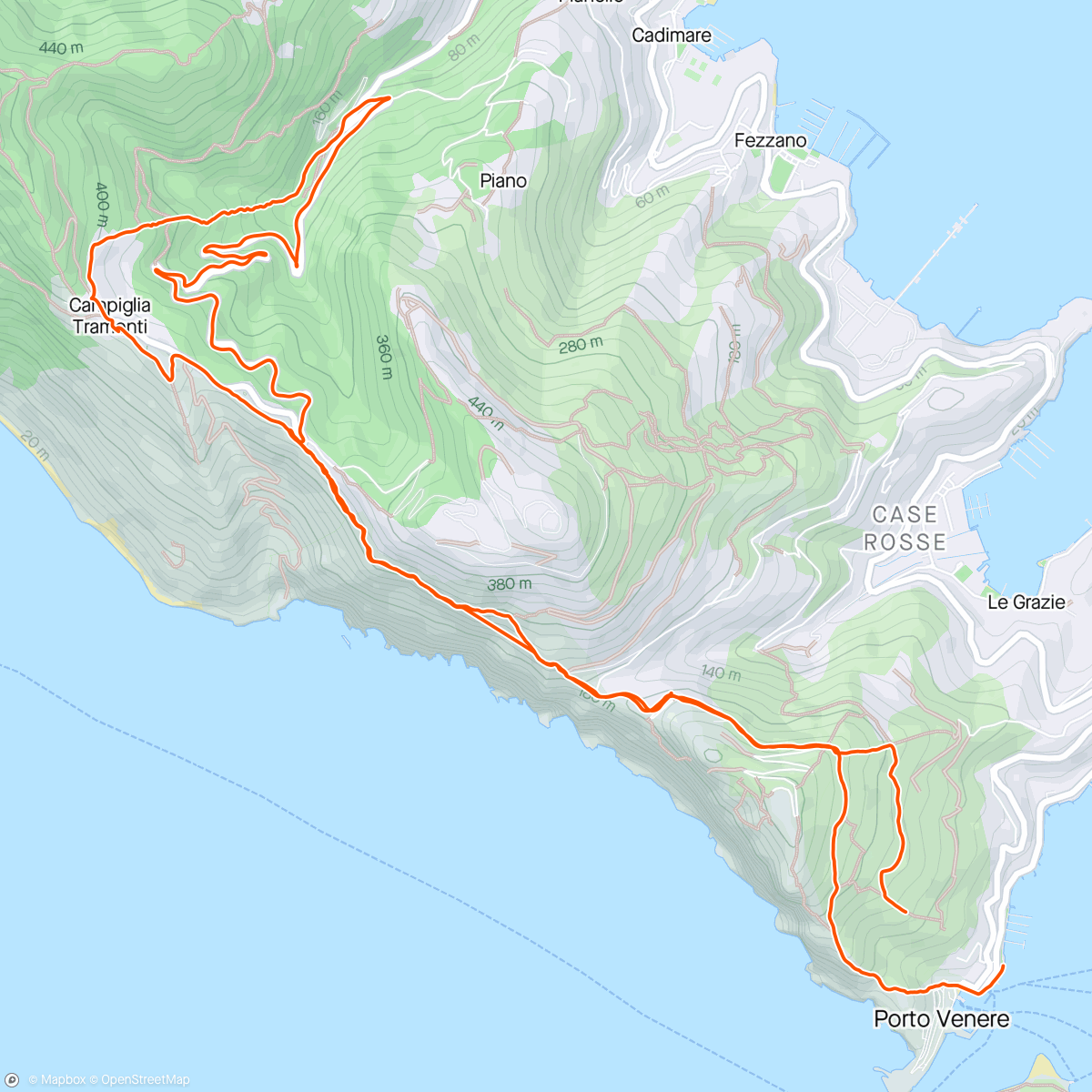 Map of the activity, Campiglia - staircase to heaven