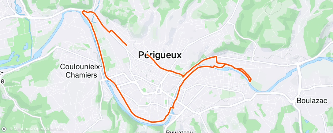 Map of the activity, Course à pied en soirée