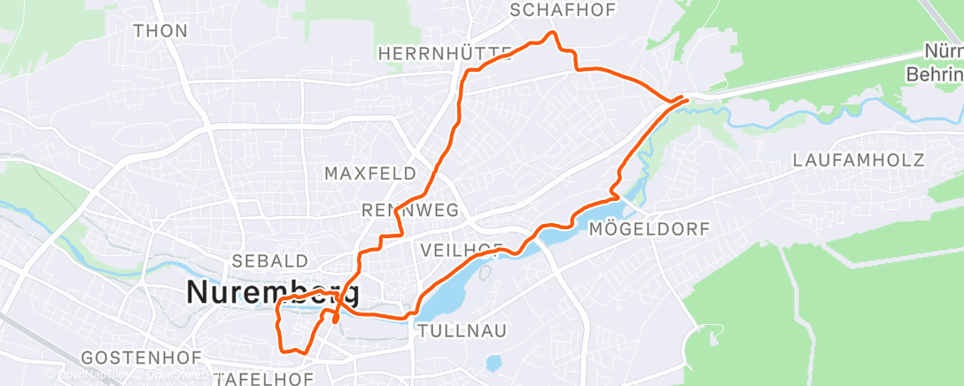 Map of the activity, Afternoon Run