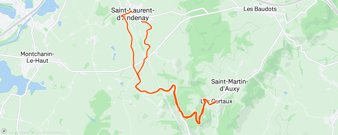 Map of the activity, Course à pied dans l'après-midi