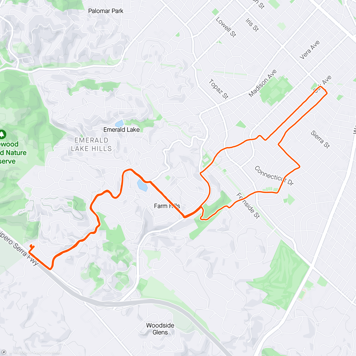 Map of the activity, Ride over Jefferson to Lubins’ and back