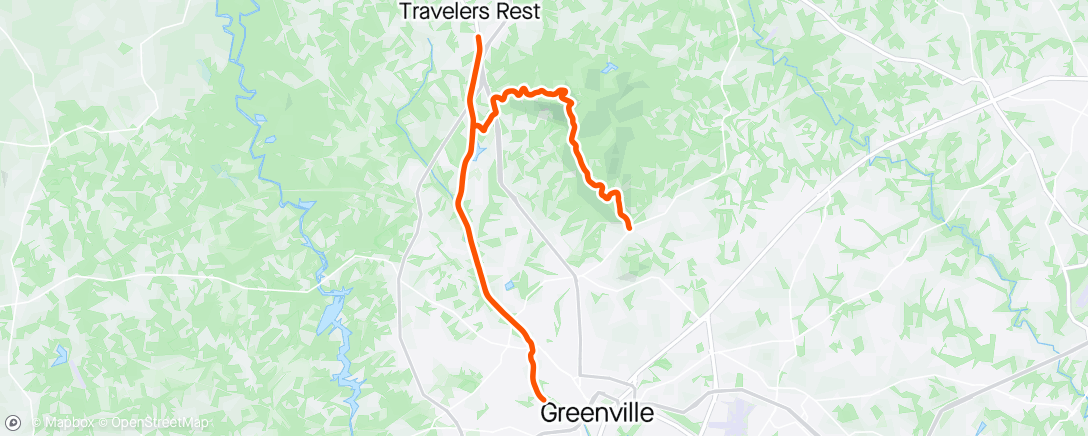 Map of the activity, Swamp Rabbit Trail and Paris Mtn