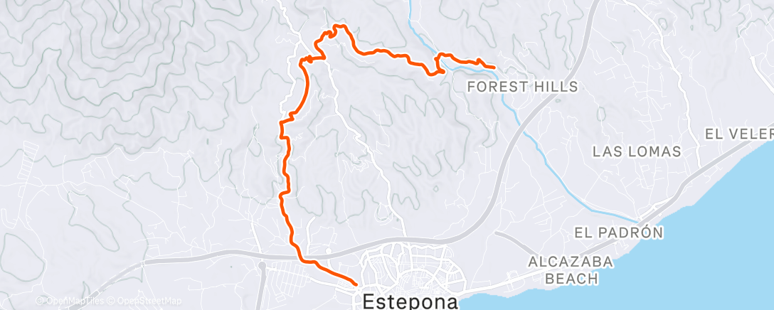 Map of the activity, Bicicleta de montaña por la tarde