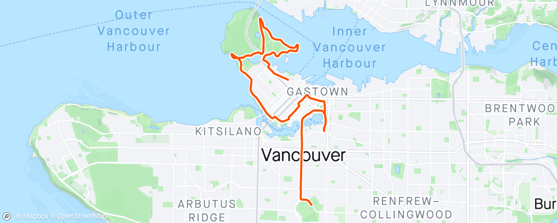 Mapa da atividade, Vancouver 1/2 Marathon