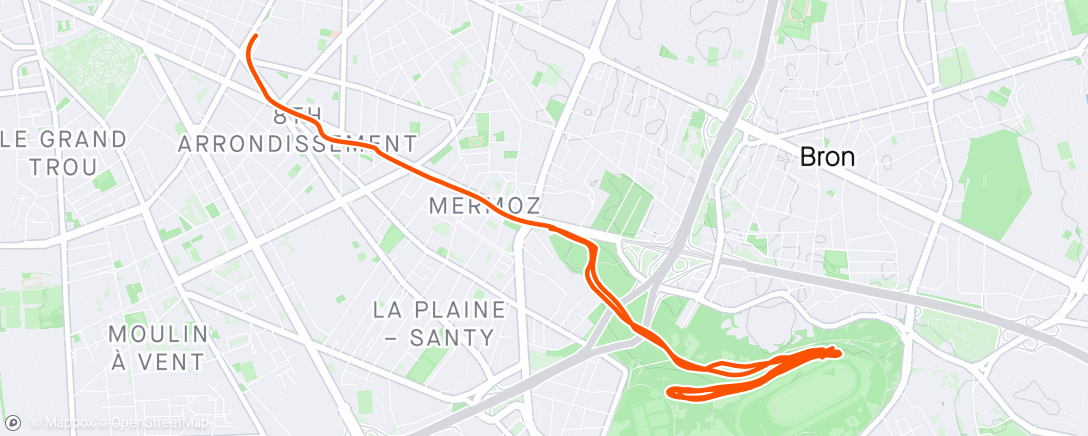 「1h07: VMA longue 6*800m à Parily」活動的地圖