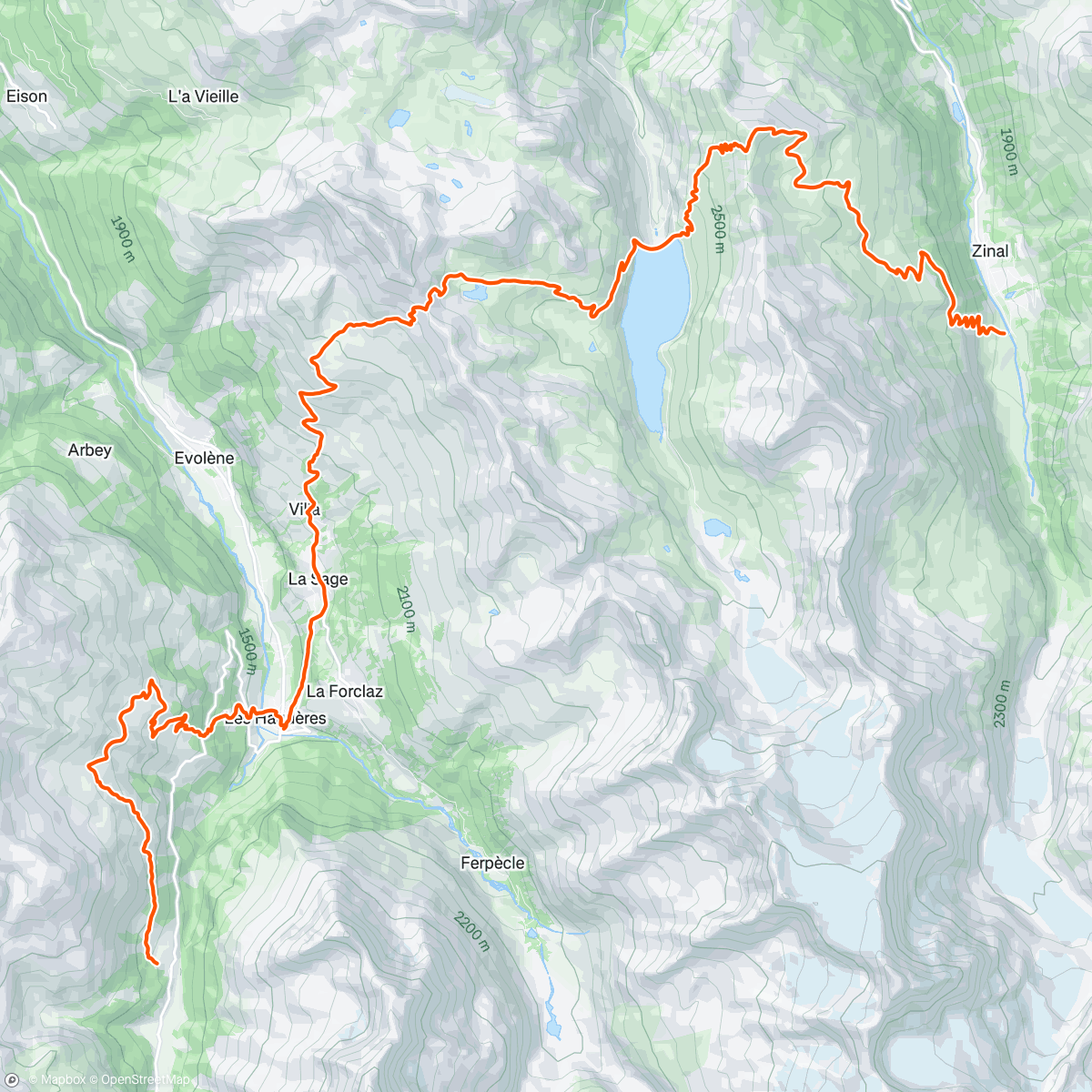 Map of the activity, Chamonix Zermatt: jour 4 Arolla zinal