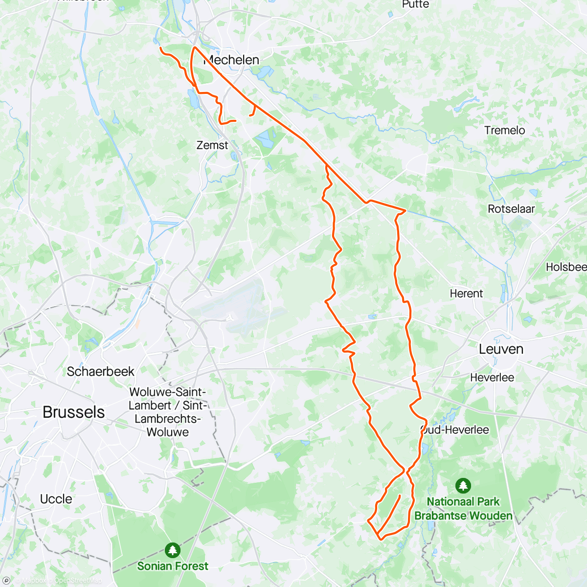 Map of the activity, Pittige solo .. toerke Leuven met extra luske naar de Smeys