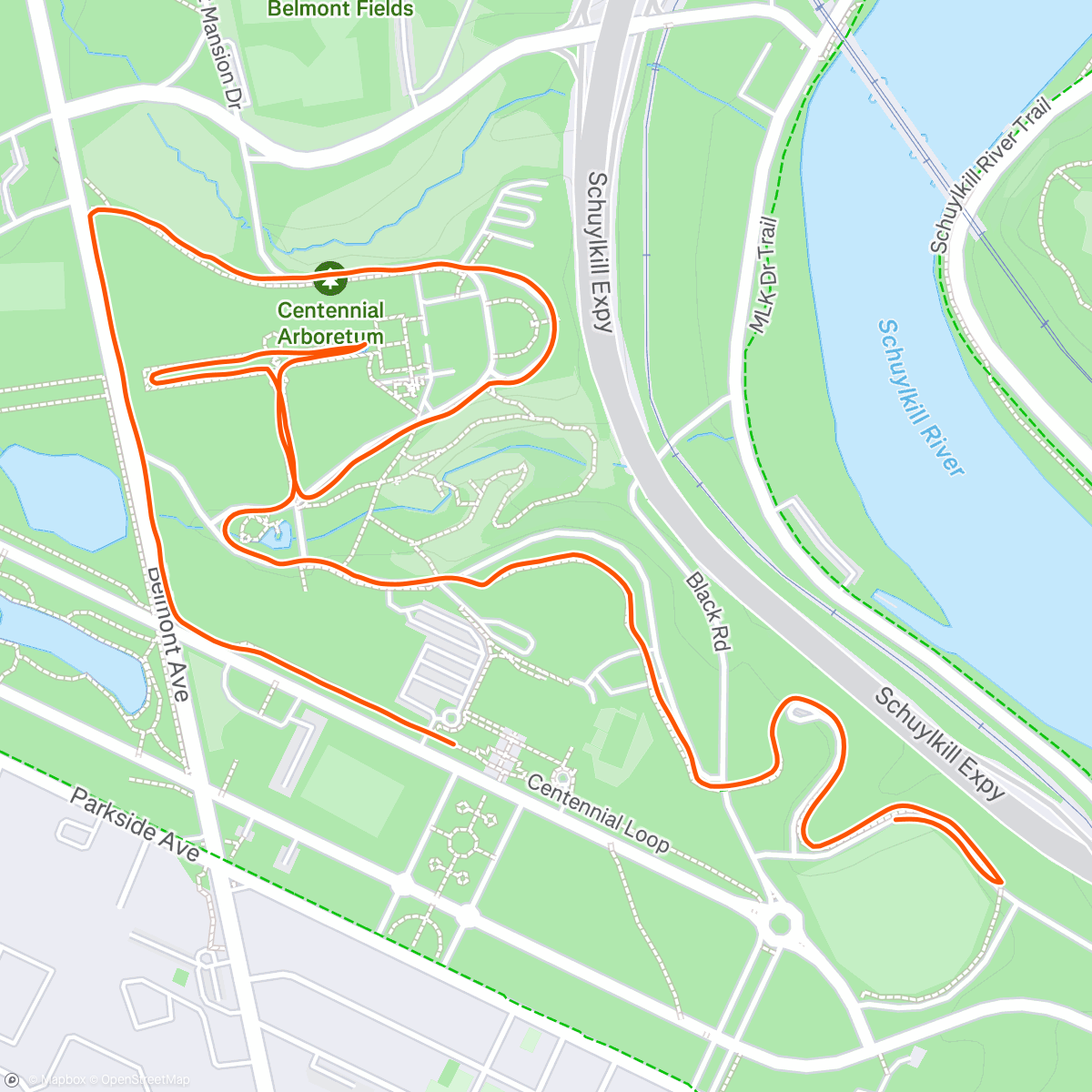 Map of the activity, 2025 Women's Philadelphia Triathlon, 3rd Leg