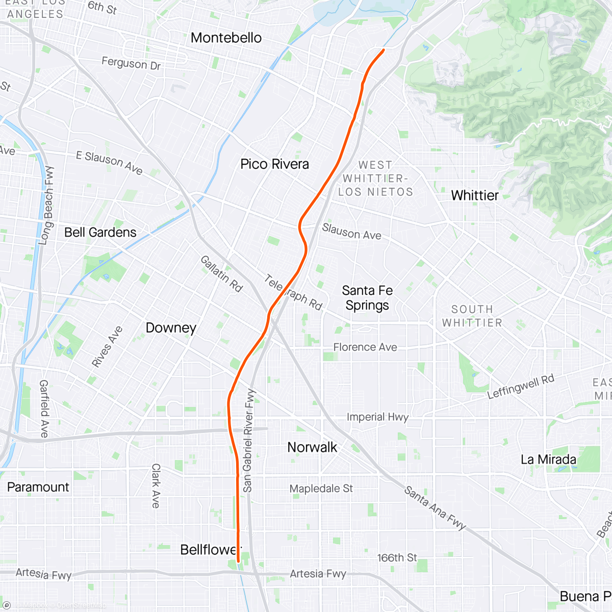 Map of the activity, Riding in California (Milton)
