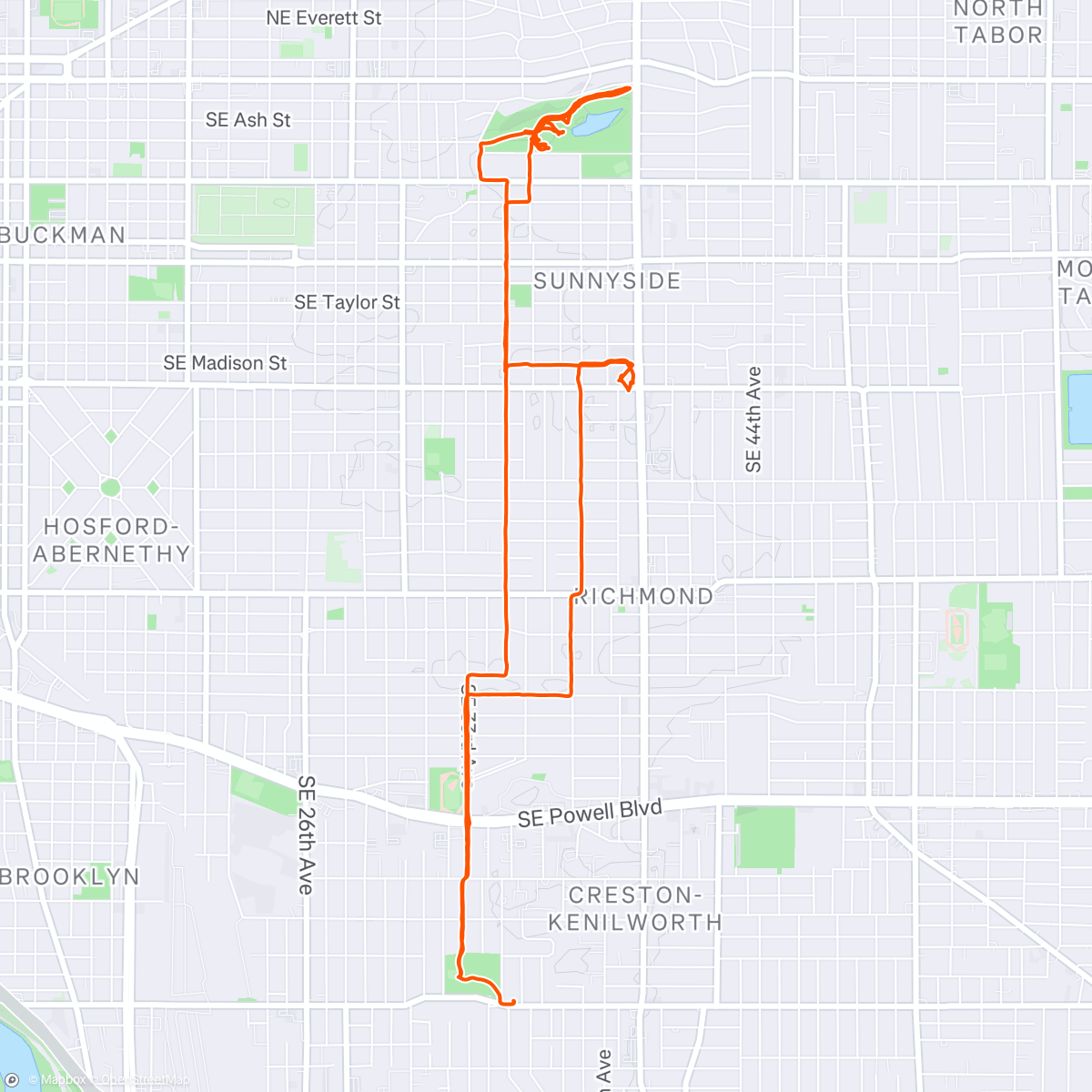 Map of the activity, Tabor Dance in Laurelhurst Park