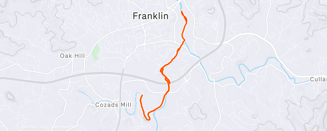 Map of the activity, Afternoon Run