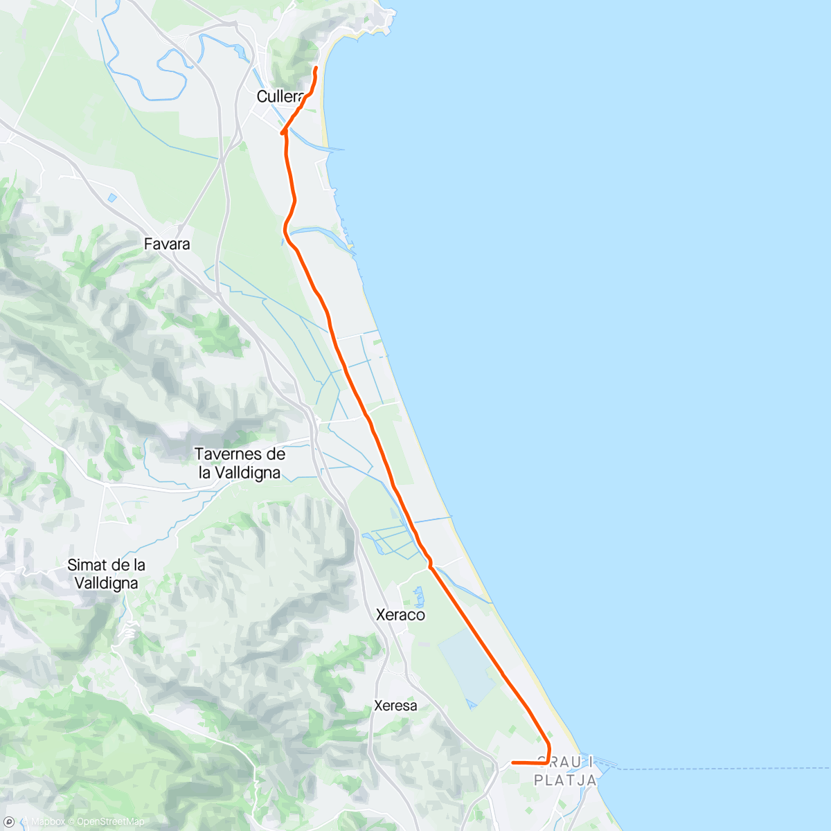 Karte der Aktivität „ROUVY - La Vuelta 2023 | Stage 7 - Platja de Granda”
