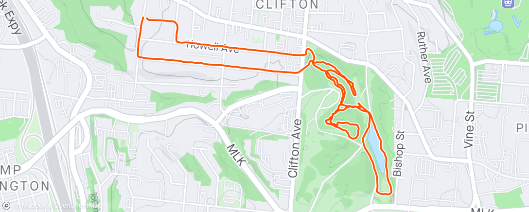 Map of the activity, Evening Run w/🦮