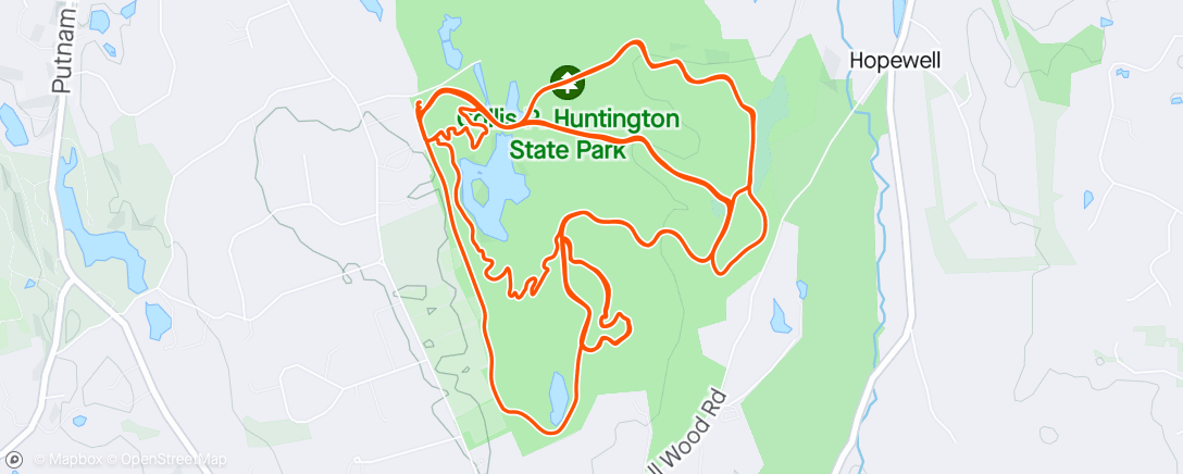 Map of the activity, MTB at Huntington Park, Redding-CT