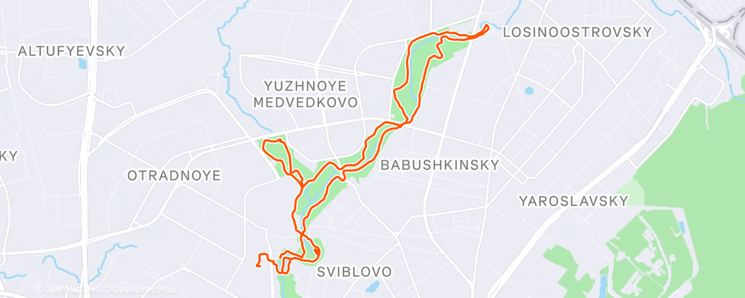 Map of the activity, Afternoon Run
