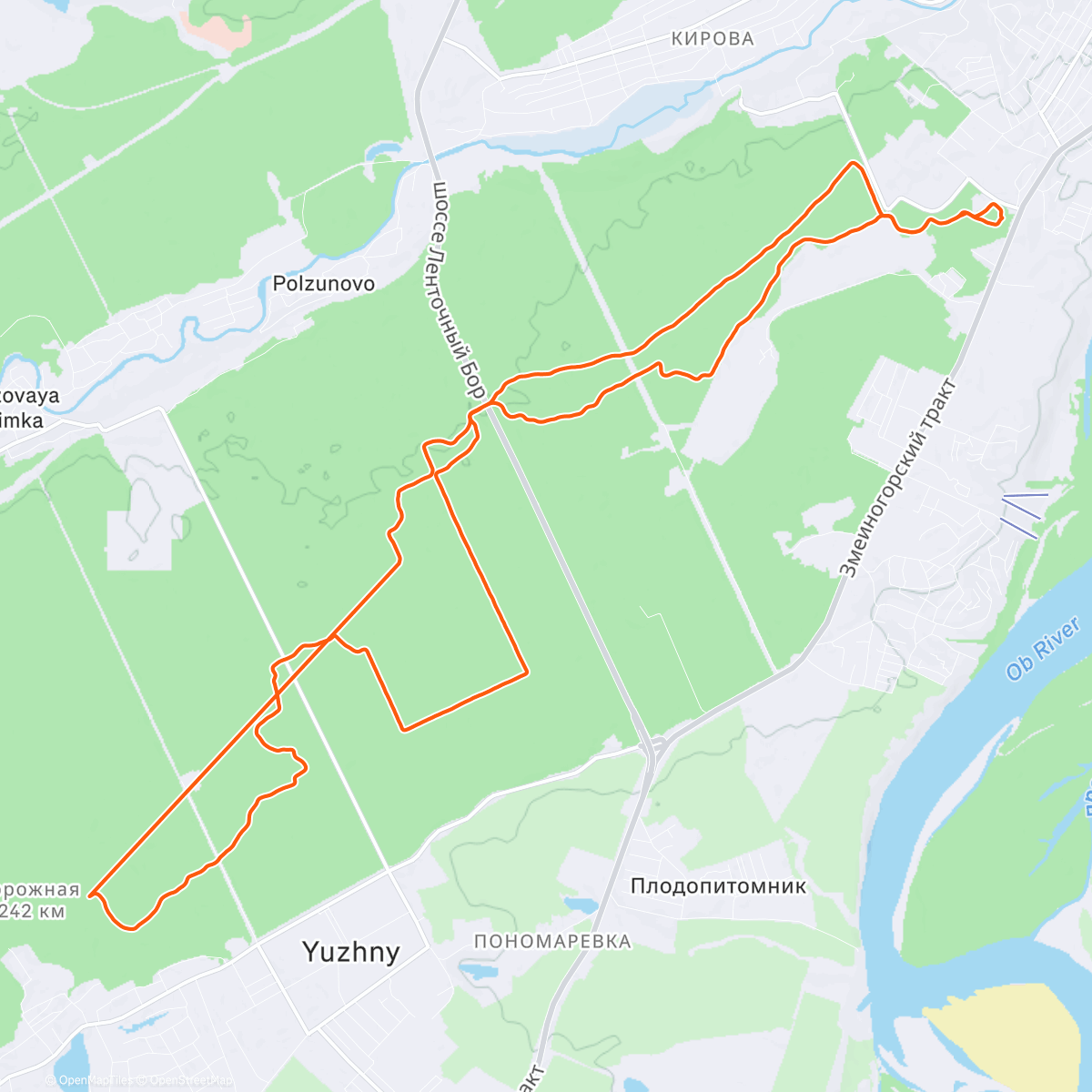 Map of the activity, 25 км ТЗ