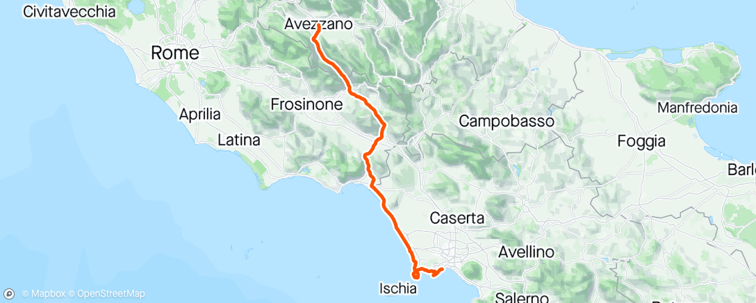 Map of the activity, 107° Giro d'Italia 9°stage ( ...sopravvissuto anche sta volta ai crateri di Napoli...)