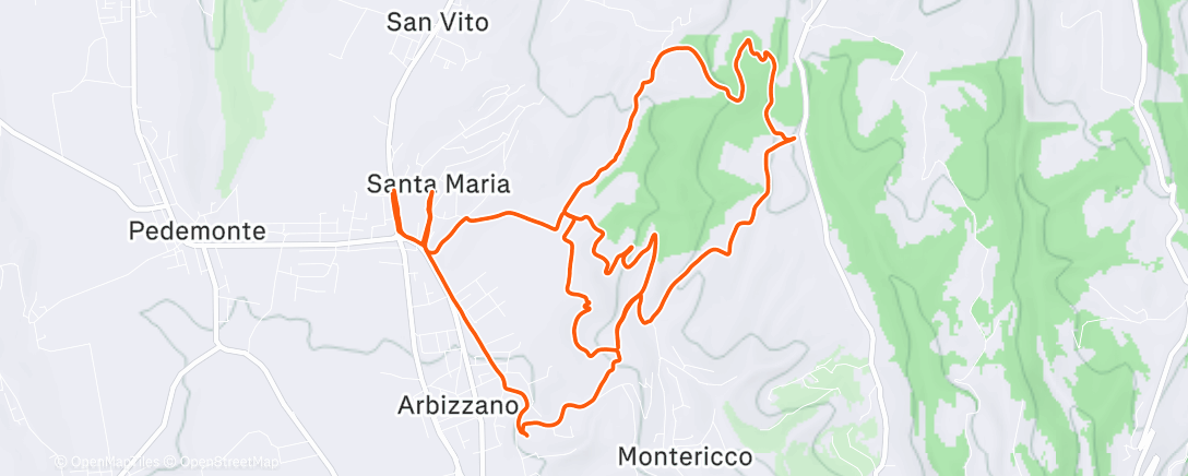 Карта физической активности (Trail di San Silvestro con vista su Verona)