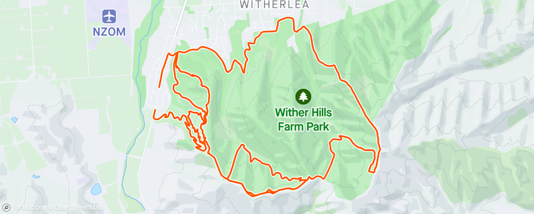 Map of the activity, Witherhills ridge lines and bike park laps.