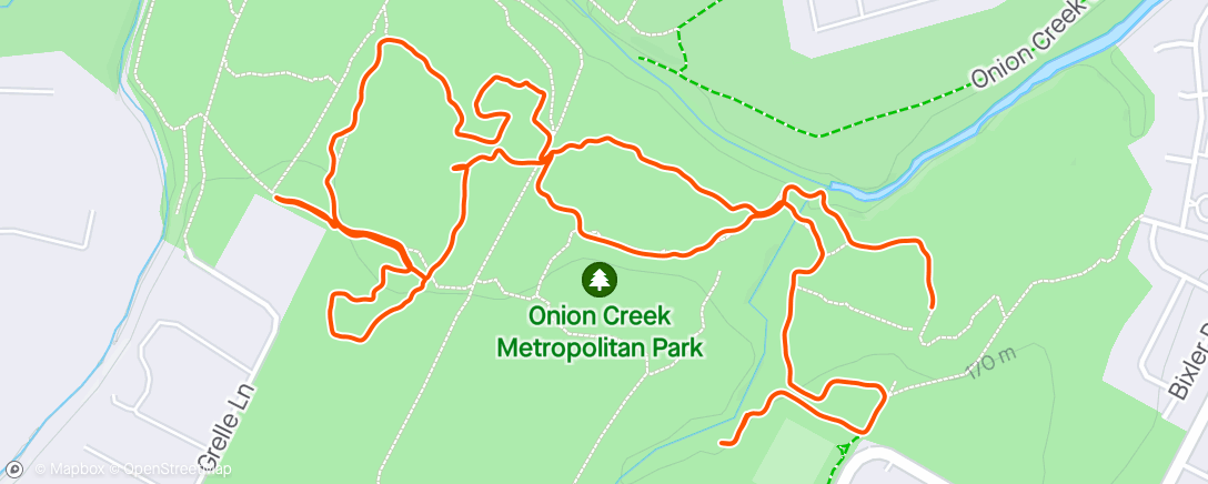 Map of the activity, Onion Creek Metropolitan Park