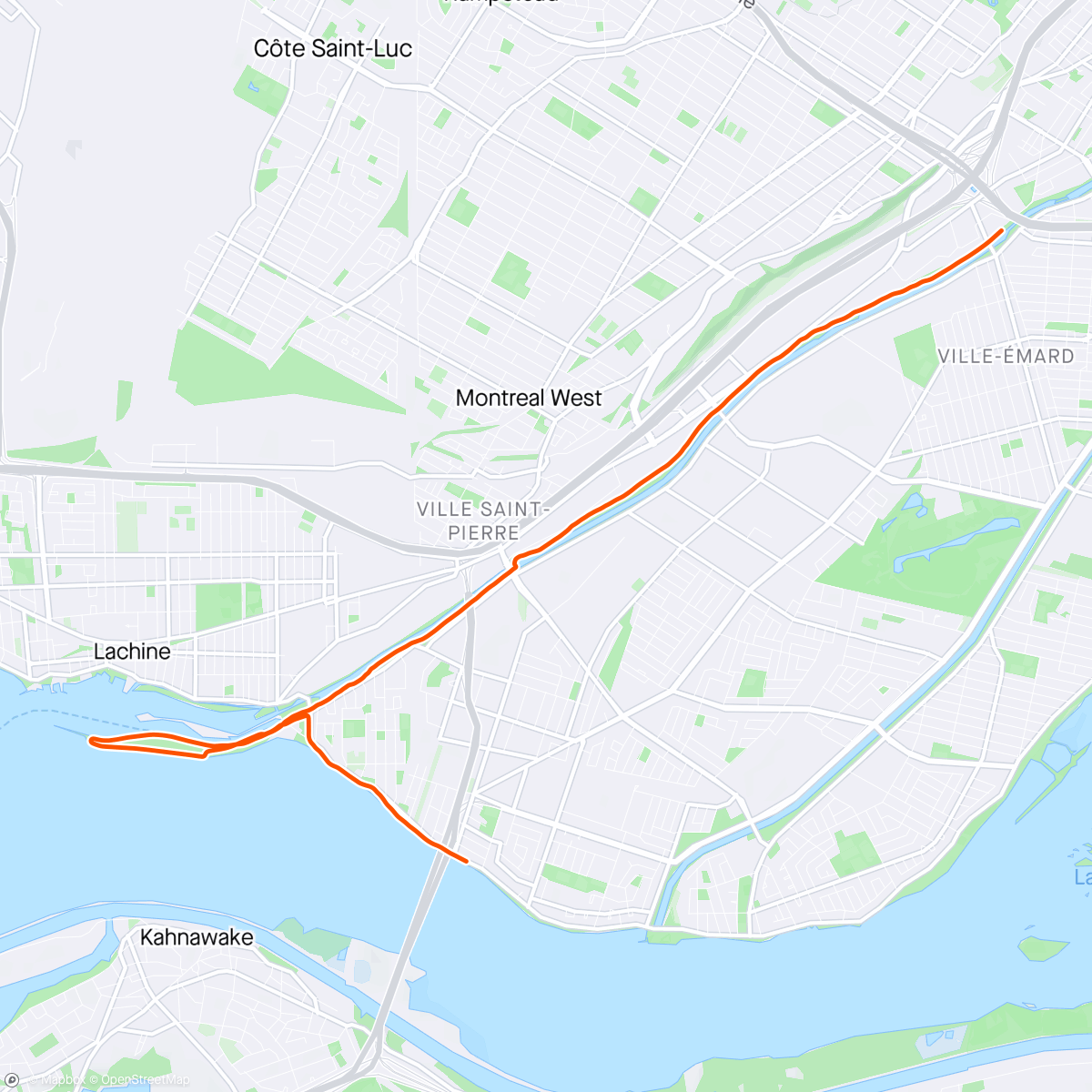 Map of the activity, ROUVY - Canada - Montreal - Lachine Canal to Arthur Therrien Park 2018