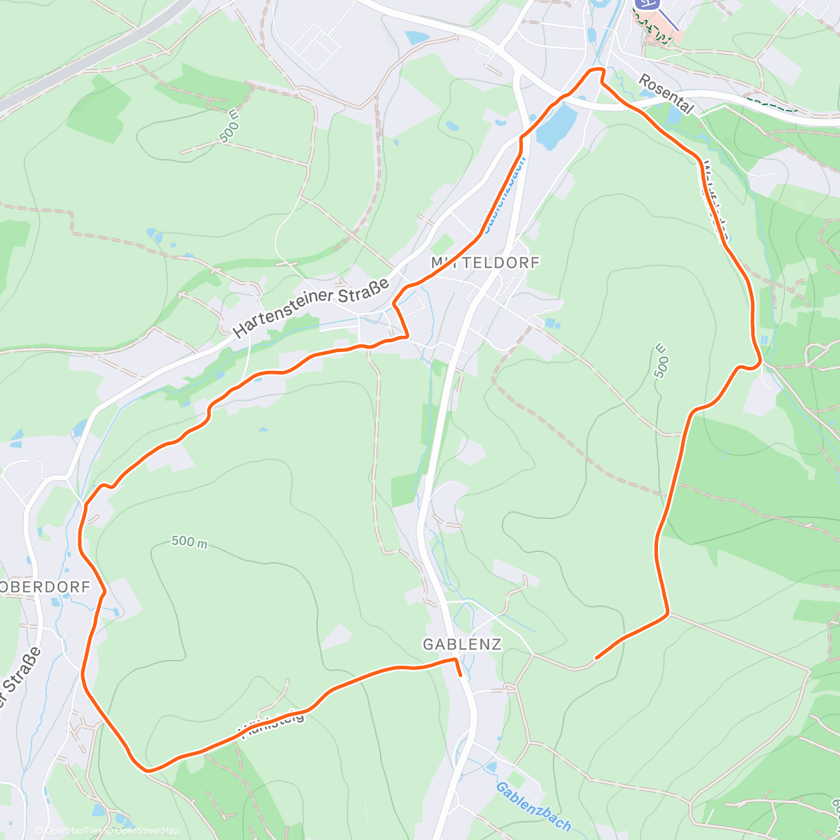 Map of the activity, "A nei Gahr"-Lauf am Nachmittag