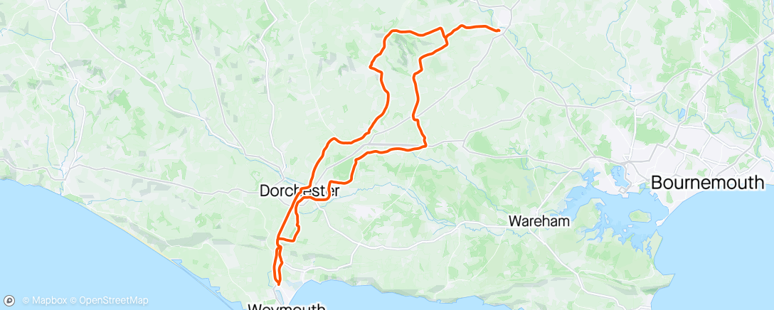Map of the activity, Beautiful hilly route to Blandford 😍