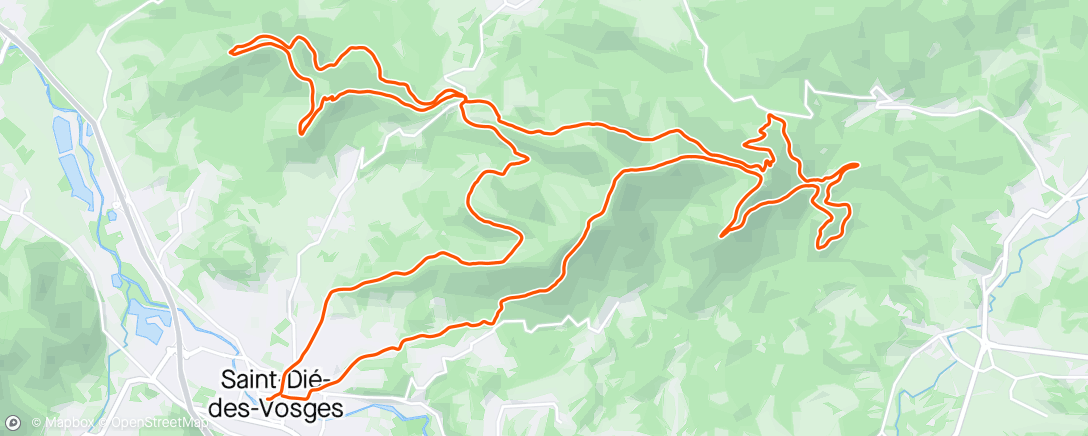 アクティビティ「Trail des roches à St dié des Vosges encore sur la deuxième place du podium M5 🫠 terrain de jeu exécrable, boue ,pluie, glissade ,,,, que du bonheur 🥰」の地図
