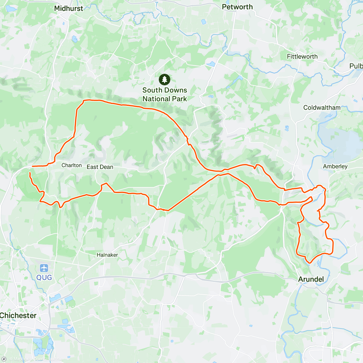 Map of the activity, Morning Run/ Walk. Race To The King Southdown Hills 52.7 km Ultra Marathon  with Hayley.  Fkin brutal in 30 + degrees but we got it done. My wife is a warrior, so proud  ❤️