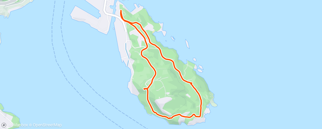 Map of the activity, Kort runde på Odderøya før morgenbad
