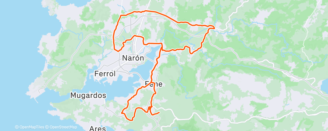 Map of the activity, Bicicleta por la tarde