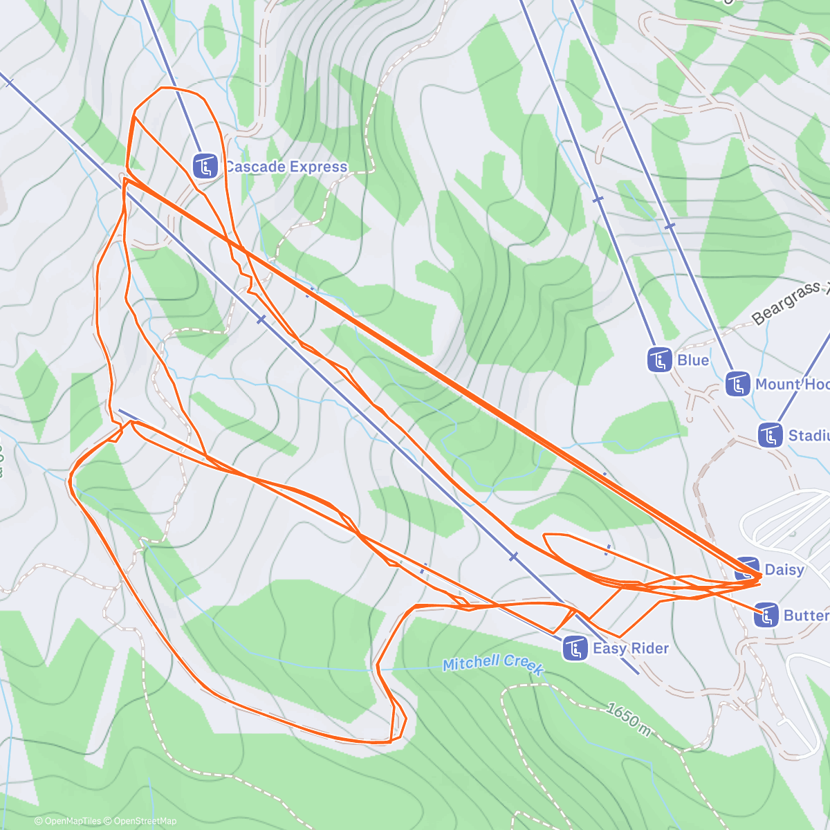 Map of the activity, Slopes - A morning skiing at Mt. Hood Meadows Ski Resort