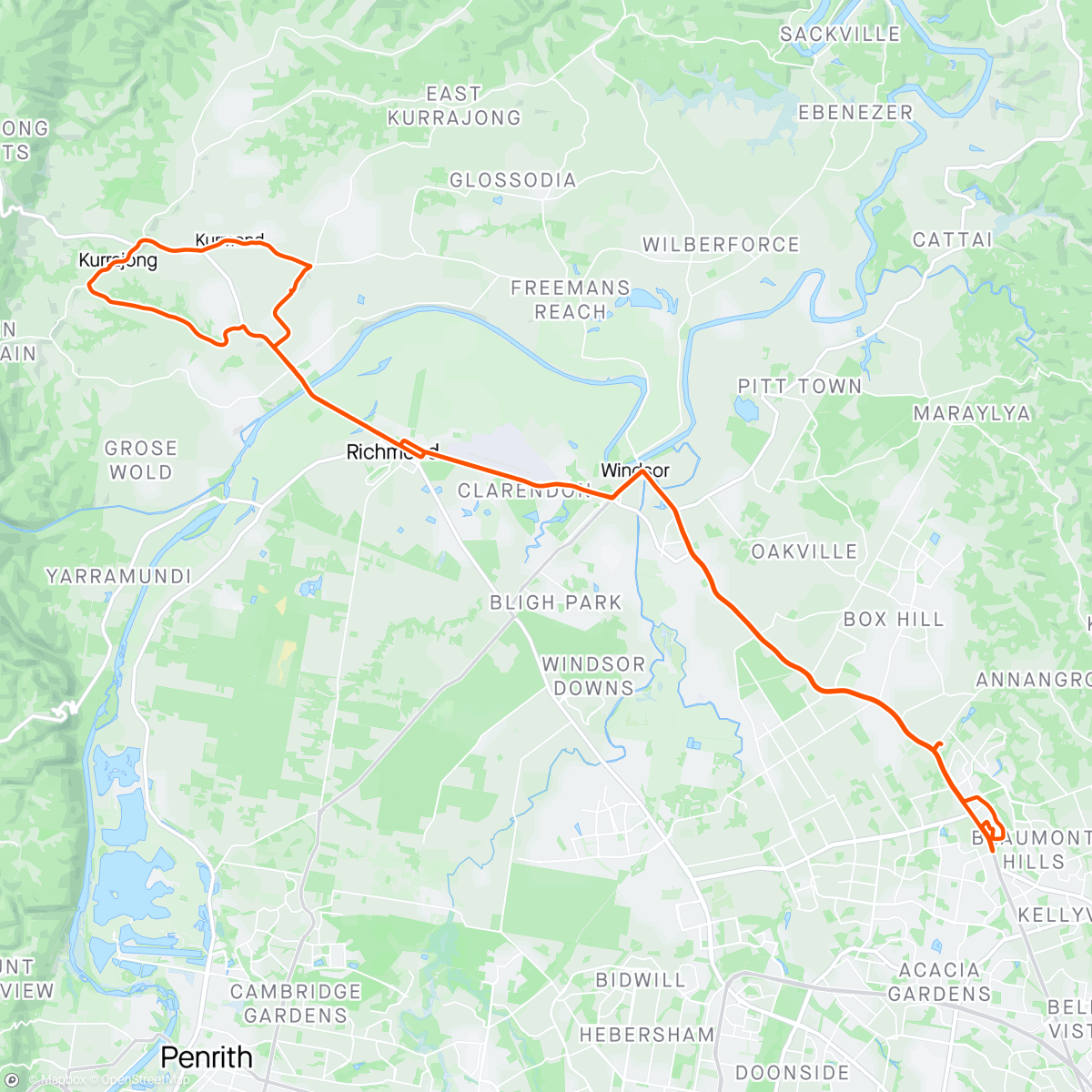 Map of the activity, Anzac Day Club Ride…