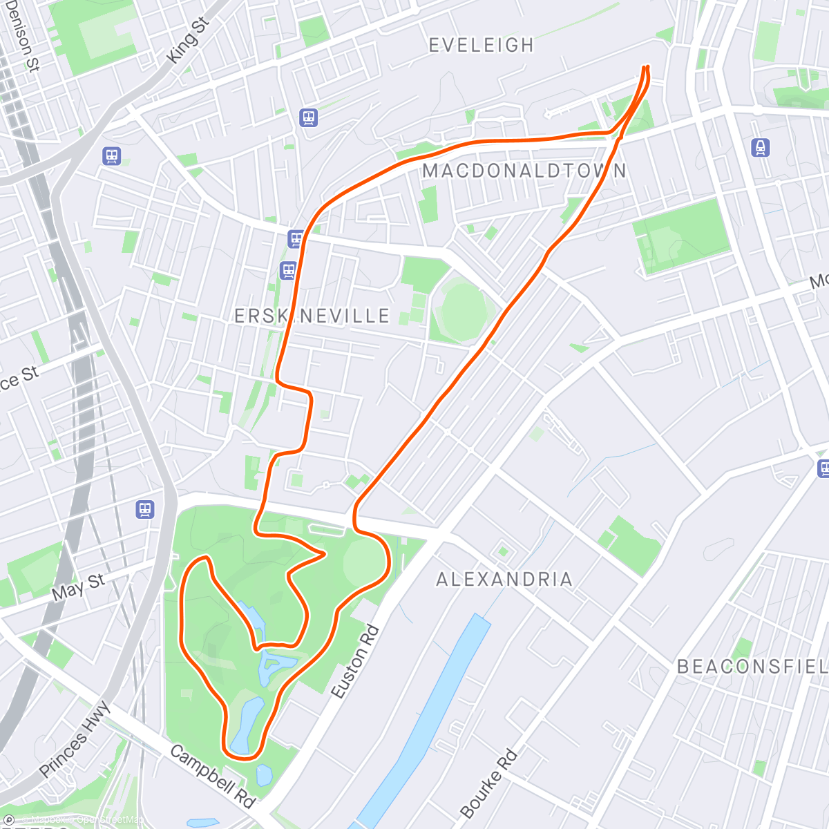 Map of the activity, Sydney Park