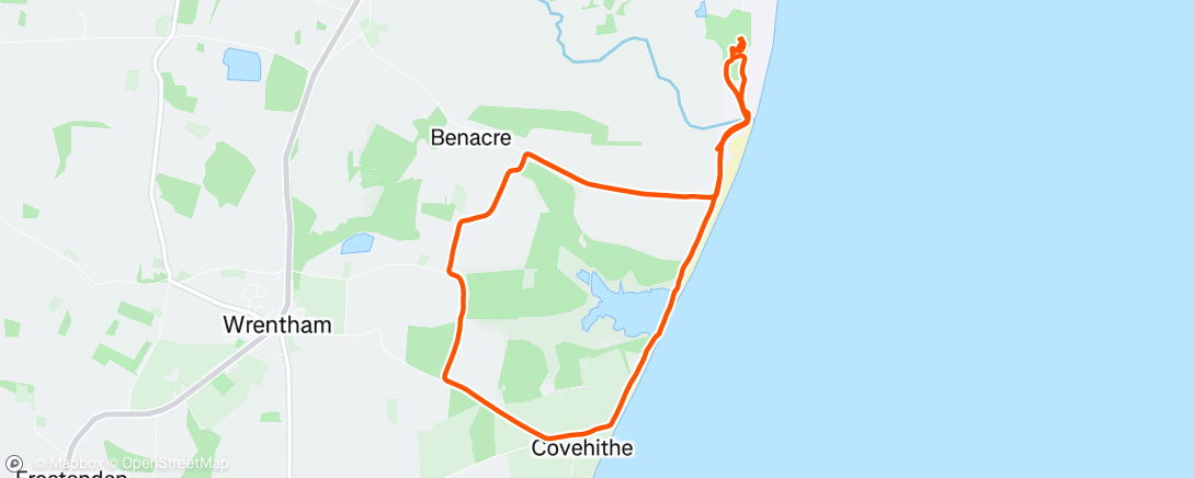 Map of the activity, Covehithe via Suffolk Coast Path