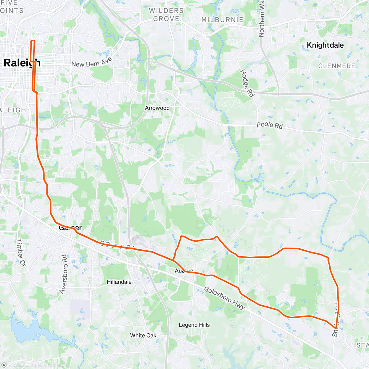 Map of the activity, Oak City Saturday