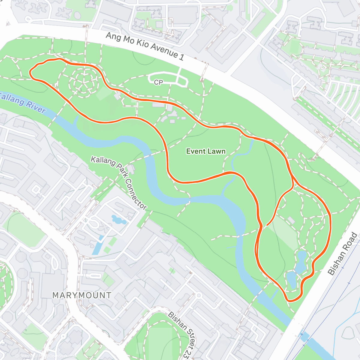Map of the activity, Bishan parkrun (27/12/2025) #495