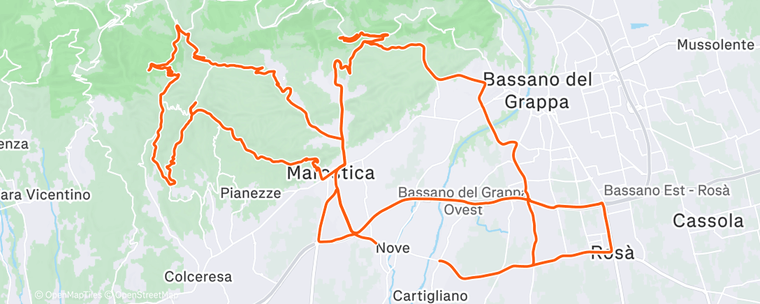 Map of the activity, Cycling