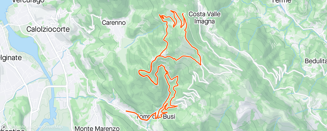Map of the activity, Monte Tesoro, Colle di Sogno (pioggia)