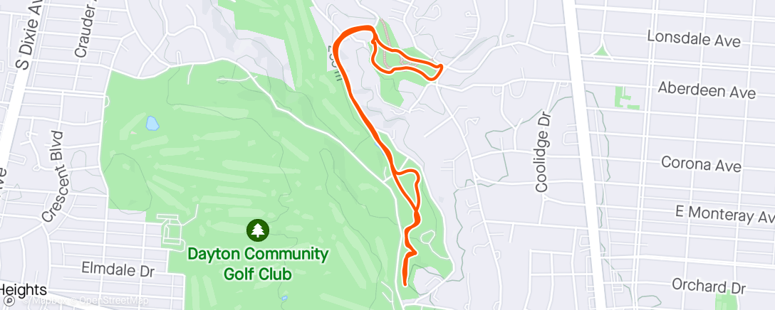 Map of the activity, Evening Trail Run with Jen