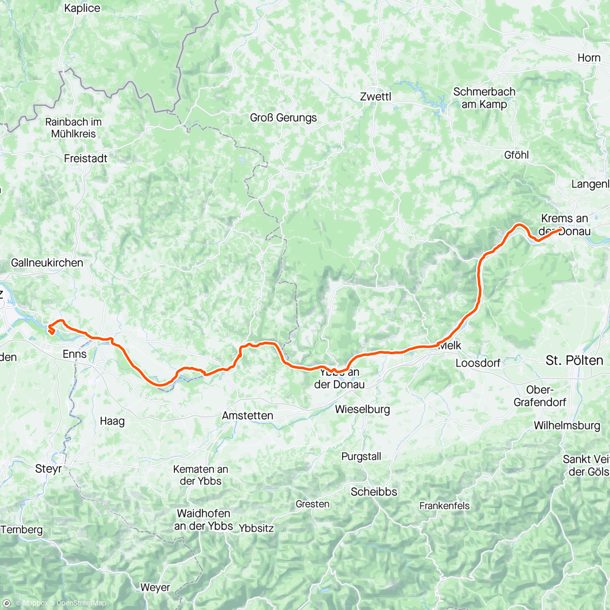 Map of the activity, Etappe 2: Linz - Krems