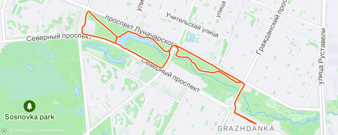 Map of the activity, Evening Run